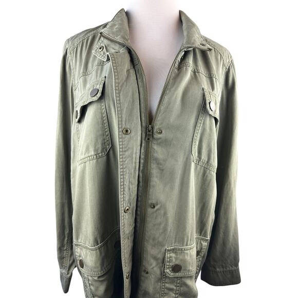 Lane Bryant Army Green Chambray Feel Utility Jacket Women's Plus Size 26/28 - Picture 5 of 14